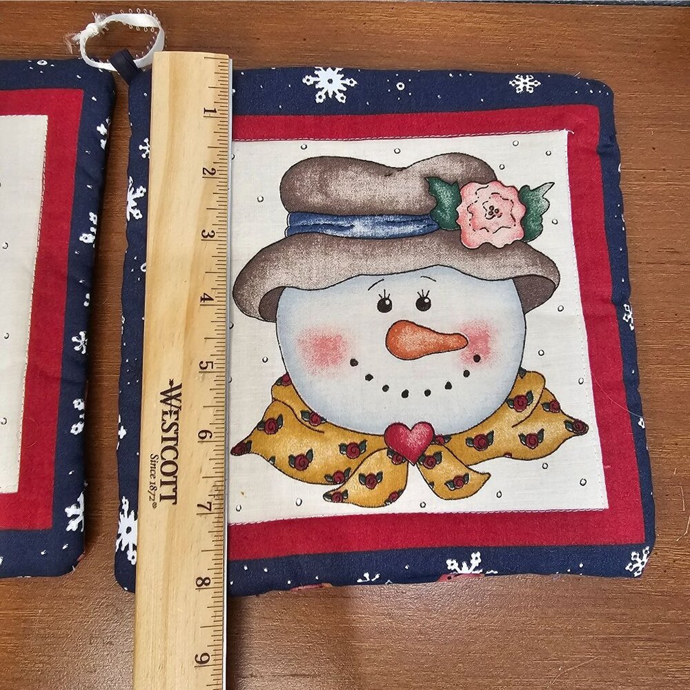 Potholders Handmade Christmas Snowman Set of 2 - Picture 4 of 7